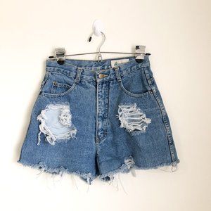 Vintage Sportables Painted Distressed Denim Shorts